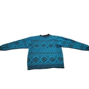 Vintage kathleen usherwood for periphery medium petite  teal geo knit sweater